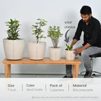 Eha Set of 2 Earth-Friendly Deco 7 Self-Watering pots and Planters | Bamboo Based | UV Protected | for Indoor, Home Decor, Outdoor, Balcony & Garden | Sand Castle