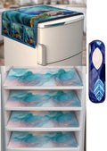 REVEXO Kitchen Combo Fridge Top Cover, 2 Piece Fridge Handle Cover, 4 Pcs Fridge Mats, (Set of 6 Piece) rev-021 Kafalo