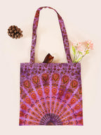 Ravaiyaa - Attitude is everything Cotton Shoulder Bag/Tote Bag For Women| Printed Multipurpose Handbag With Top Zip | Best For Shopping, Travel, Work, Beach, Office, College (Purple Peacock Mandala)