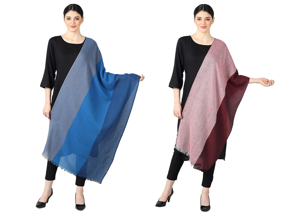 Flyer Women's stole/scarf Colour- Sky Blue & Grey AND Maroon Red & White soft viscose ethnic scarves pack of 2 ST-06-ST-12