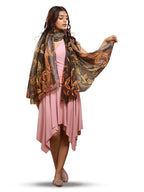 CrossKulture Female Chiffon Scarf Stole - 185 x 135 cm Scarf with Floral Print | Lightweight, Soft Stole for Women | Satin Feel Neck Scarf (Colour5), Multicolor