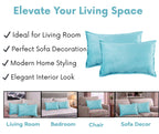 RD TREND® Corduroy Cushion Cover Set of 2, Striped Double Sided Decorative Throw Pillowcases for Sofa, Bed & Living Room Rectangular Long Cushion Covers 18x28 inches | Aqua
