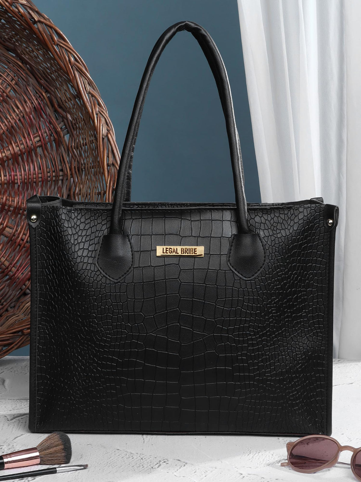 LEGAL BRIBE Women Crock Style Classic Tote Bag (Black)
