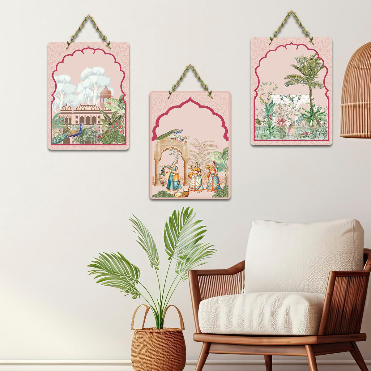 Artvibes Nature Theme for Decoration Decorative Wall Hanging Ornaments | Art For Wall | Wall Sculpture | Signs & Plaques | Festive Decor | Aesthetic Wooden Decor | Ideal Gifts (WH_96136N), Set of 3
