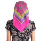 KETKAR Women Satin Square Scarf for Headwear Fashion Printing |Head Scarf Winter caps for Girls_Free Size(Pack OF 02,Pink)