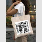 Peach Blossom Printed Cotton Zipper Tote Bags | CBAG - WHT-TAYLOR SWIFT_BLK-FAUVISM