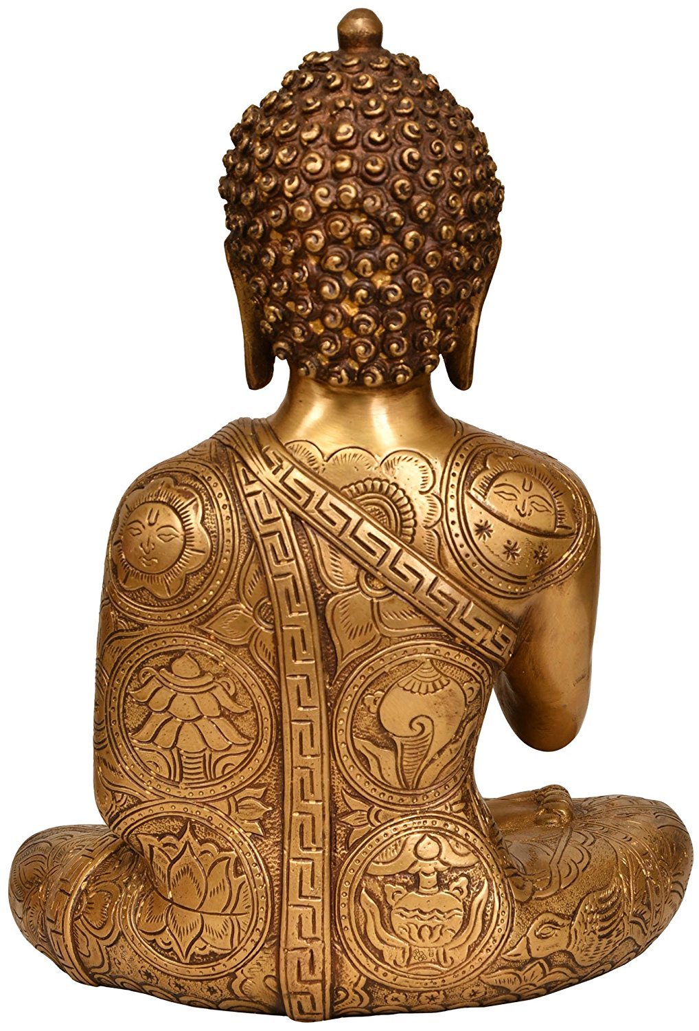 ARTVARKO Brass Blessing Buddha Life Sign Shakyamuni Statue Height 12 Inches Copper Bronze Color