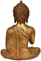ARTVARKO Brass Blessing Buddha Life Sign Shakyamuni Statue Height 12 Inches Copper Bronze Color
