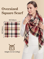 American Trends Trendy Plaid Scarfs Womens Warm Pashmina Fall Winter Soft Chunky Tartan Wrap Shawl Cozy Checked Blanket Navy w Red w Yellow