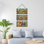 Artvibes Madhubani Village Life Decorative MDF Wooden Wall Art for Home | Living Room | Office | Cafe | Painting Wall Decor | Aesthetic Wooden Decor | Handcrafted Art | Ideal Gifts (WH_9443N)
