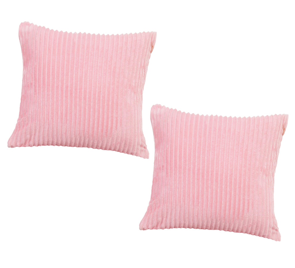 RD TREND® Cushion Cover Set of 2, Decorative Sofa Living Room Home Square Cushion Covers 18 Inch x 18 Inch, Aesthetic Corduroy Striped Double Sided (Peach)