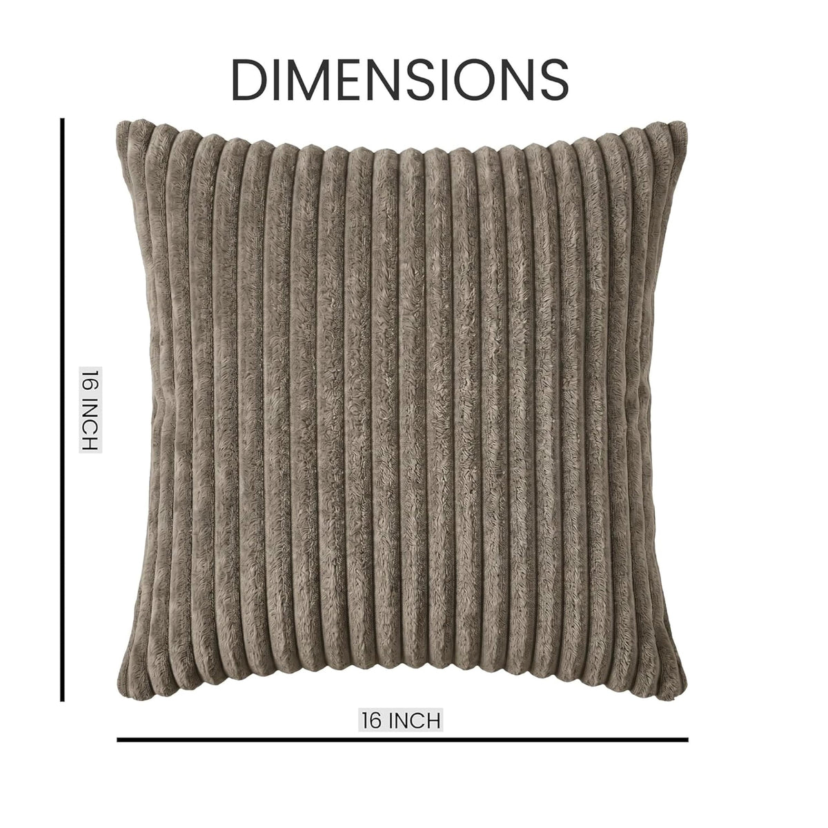 Yellow Weaves Pencil-Stripe Fur Cushion Covers | Soft Polyester | Decorative Sofa & Throw Pillow Covers | 16x16 Inches, Pack of 1 (Mouse)