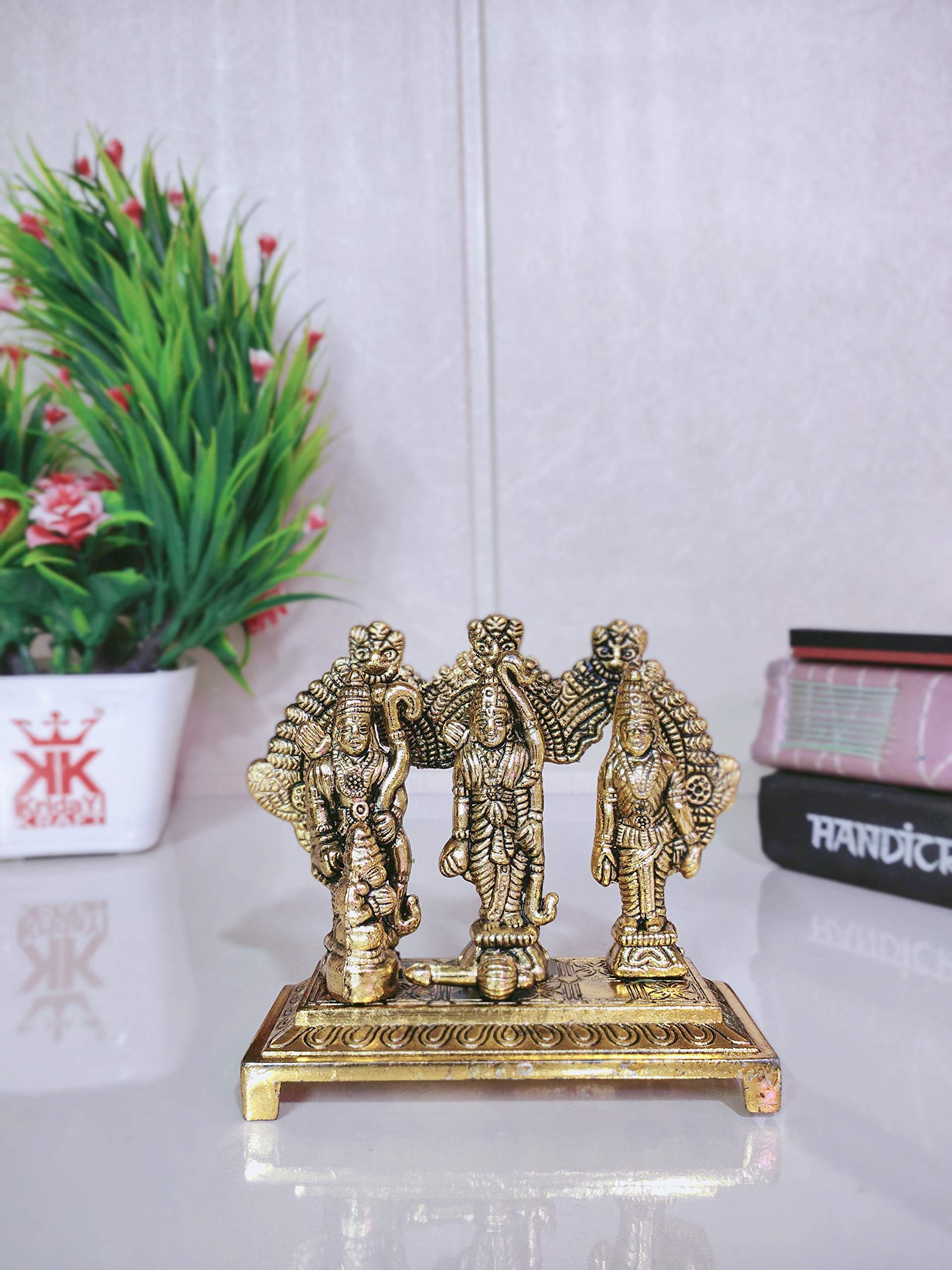 Prince Home Decor & Gifts Metal Idol of Shri Ram Darbar with Antique Look for Home Temple and Gifts