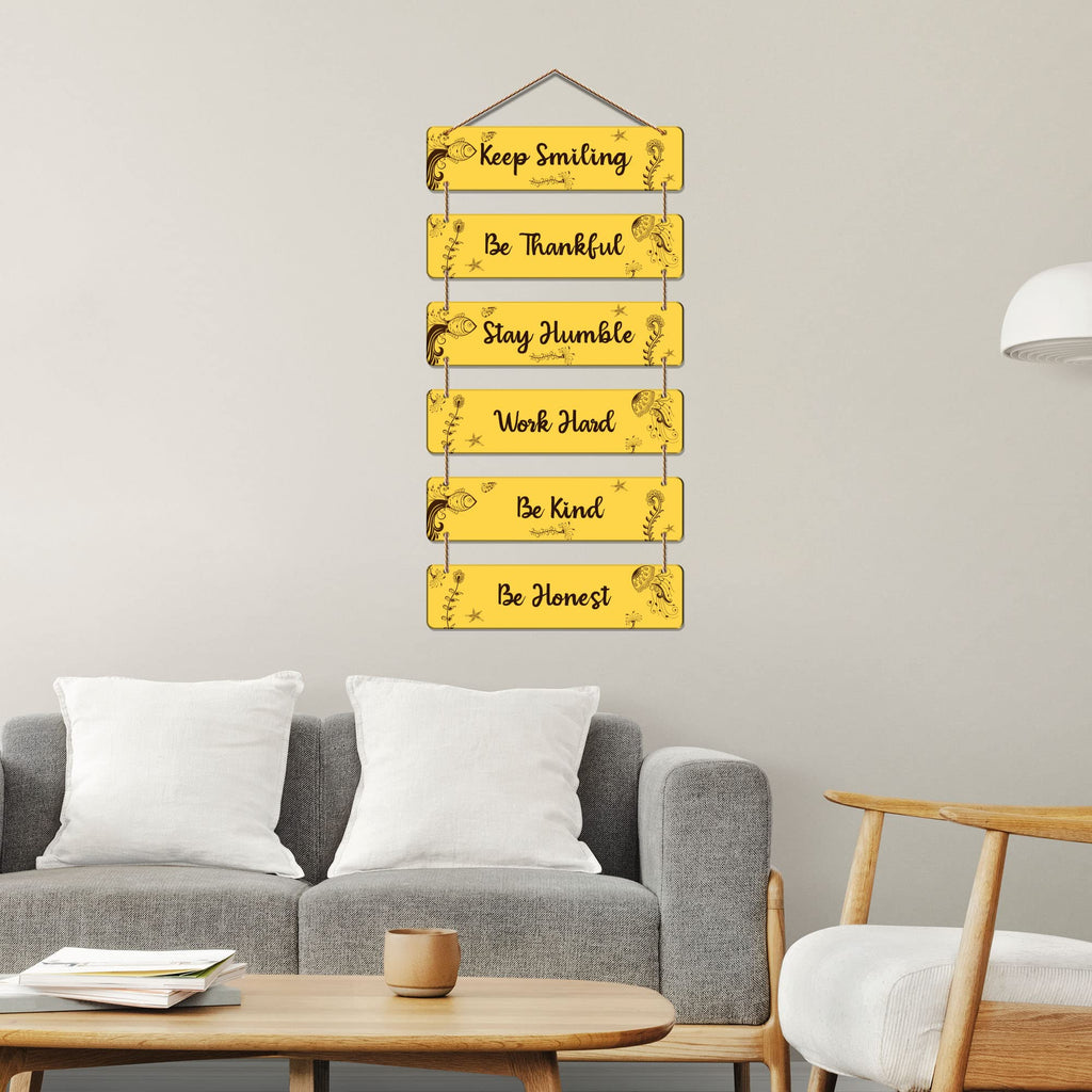 Artvibes Keep Smiling Be Positive Printed Wooden Wall Hanging For Home Decor | Office | Quotes Decor Item | Livng Room | Wall Poster | Inspirational Quotes | Art Print | Unique Gift Items (WH_3241N)