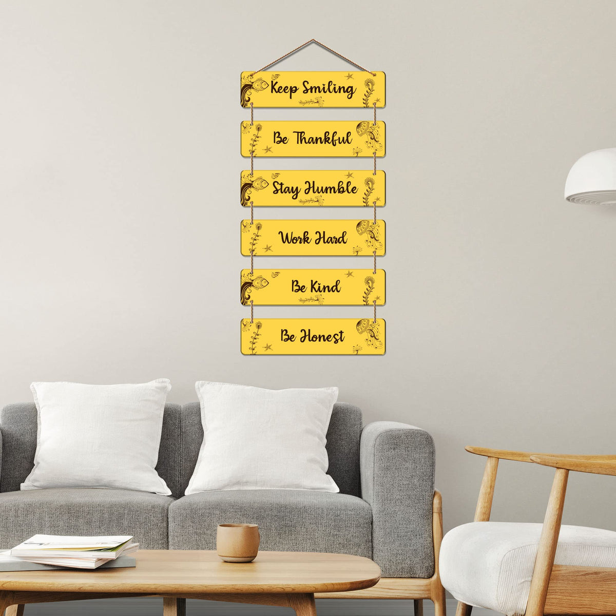 Artvibes Keep Smiling Be Positive Printed Wooden Wall Hanging For Home Decor | Office | Quotes Decor Item | Livng Room | Wall Poster | Inspirational Quotes | Art Print | Unique Gift Items (WH_3241N)