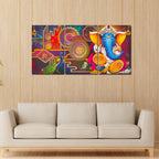 VIBECRAFTS 3 Pieces Spiritual Shree Ganesha Canvas Wall Painting Fitted With Wooden Frame For Home | Office | Living Room | Gifts(PTVC3Pcs3_11511)