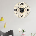 VIBECRAFTS Detailed Golden Pattern Wooden Wall Clock for Home Decor, Office, Living Room, Bedroom, Cafe's, Gifts (WWCVC1Pcs_15068N)
