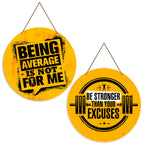 Artvibes Being Average Is Not For Me MDF Wood Wall Hanger Ornaments | Quotes Decor Item | Motivational Wall Decor | Wall Accent | Graphic Art | Office Wall Decoration Items (WH_4105N), Set of 2