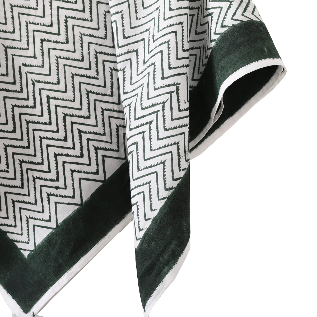 Ravaiyaa - Attitude is everything Sanganer Hand Block Printed Women's Scarves Pure Cotton Female Scarf Square Hijab Dupatta 40 X 40 Inch (White Green Chevron)
