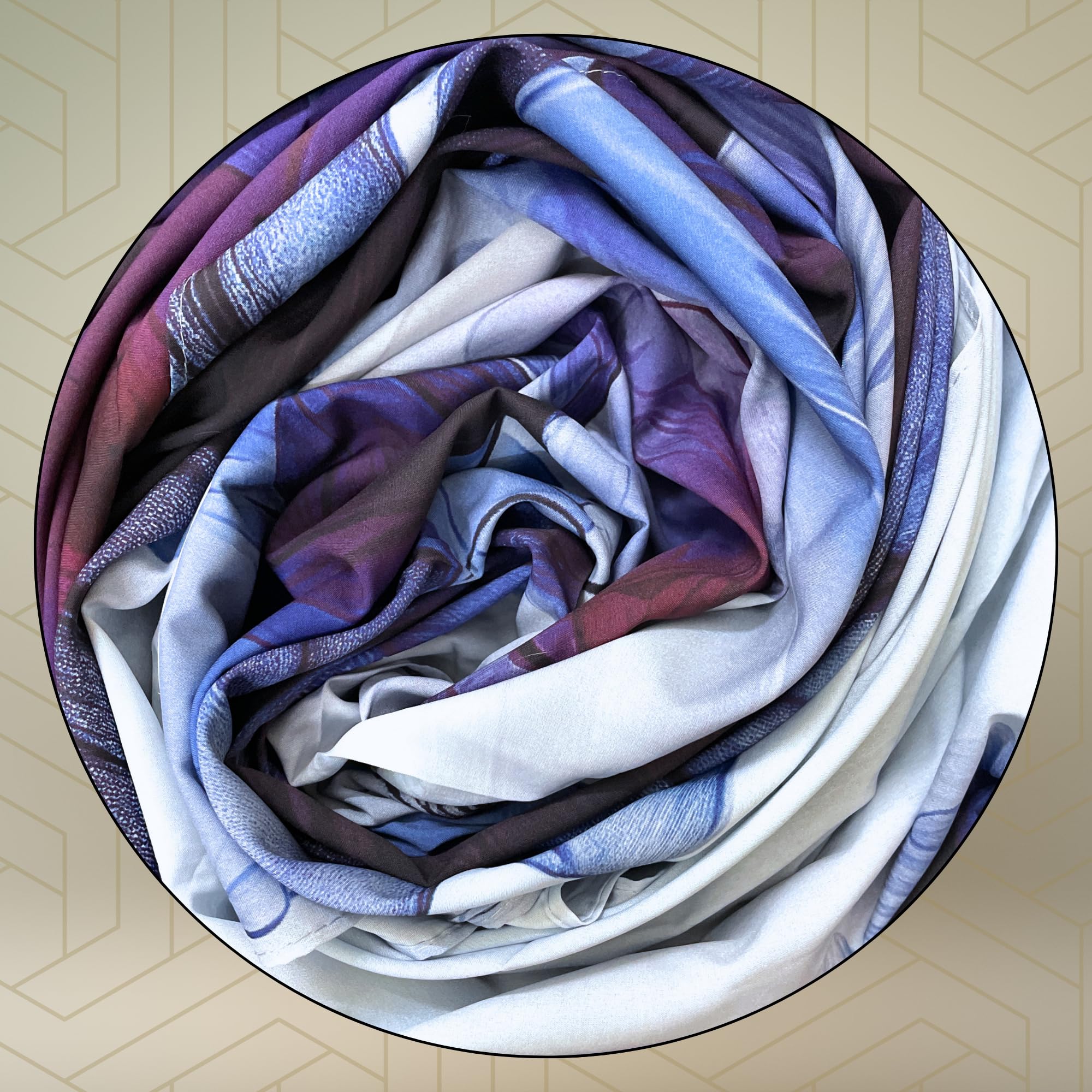 FAHABO Iconic Collection Digital Print Swiss Butter Cotton Scarf Stole for Women (Whisper Blue - Bu)