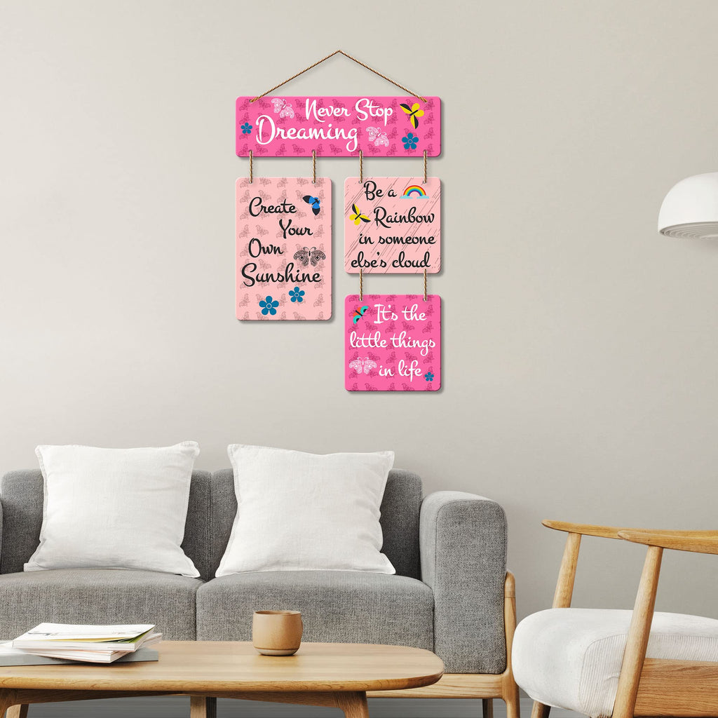 Artvibes Never Stop Dreaming Printed Wooden Wall Hanging | Office Paintings For Wall | Motivational Wall Decor | Wall Poster | Graphic Art | Gift Items | Office Wall Decoration Items (WH_6501N)