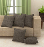 Yellow Weaves Jute Texture 250 TC Cushion Covers, 24 X 24 Inches, Brown, Set Of 5