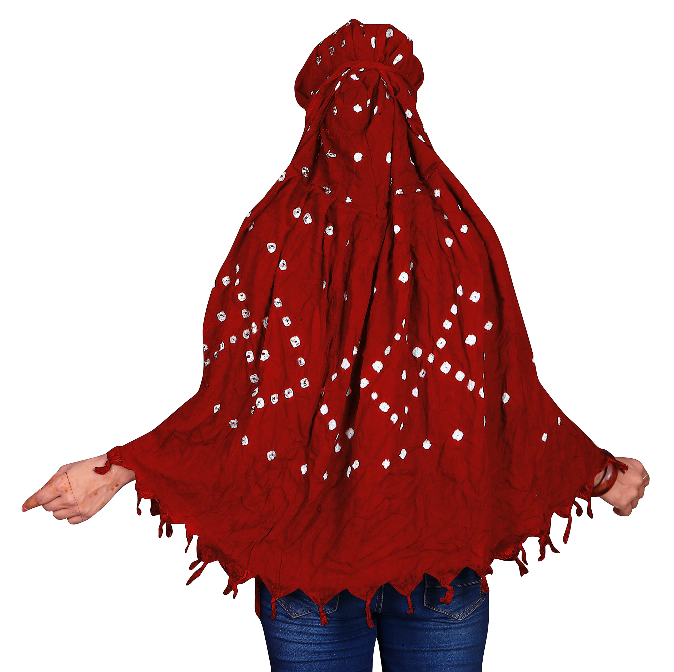 DHRUNA Breathable Cotton Scarf Cum Mask for Girls & Women | Bandhani Print Lightweight Driving Face & Neck Protection Scarf