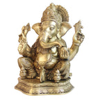 ARTVARKO Big Brass Ganesha Idol Mangalkari Sitting Ganesh Bhagwan Large Statue God Ganpati Murti for Home Pooja Entrance Décor Good Luck Vastu Decoration Showpiece 16 Inch
