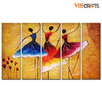 VIBECRAFTS Three Women Doing Dance 5 Pieces Canvas Wall Painting For Home | Office | Living Room | Gift (PTVC5Pcs4_8503)