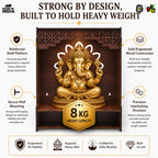Gift Kya De GKD Wooden Beautiful Pooja Stand for Home Mandir | Temple for Home and Office Puja Mandir for Office Wall with LED Spot Light Product (H- 18, L- 16, W-8.75 Inch) (Big Om)