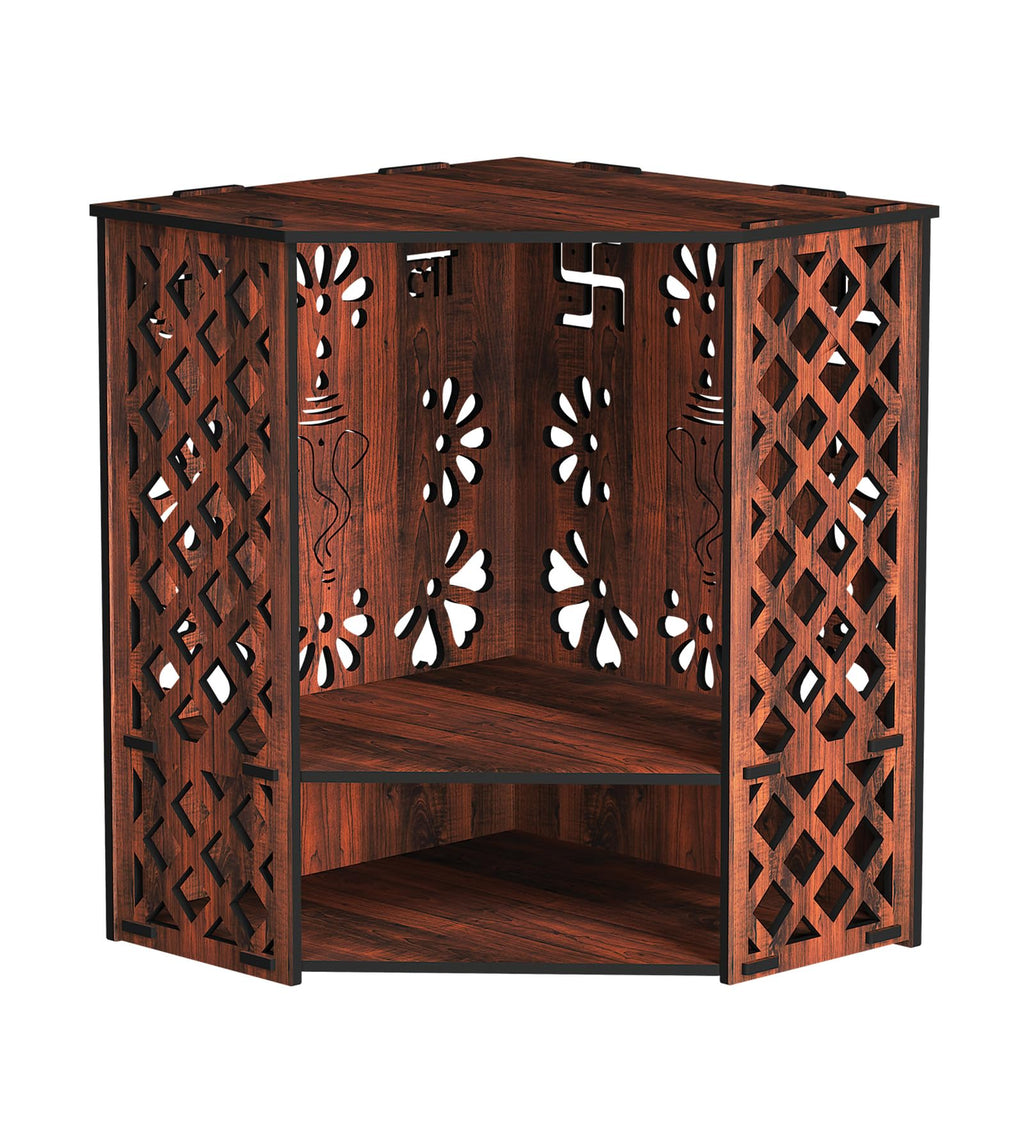 RANDOM Wall Mounted Mandir/Temple, Wooden Pooja Stand for Home, Wall Hanging Temple for Home, Office (12.5 x 12.5 x 16)