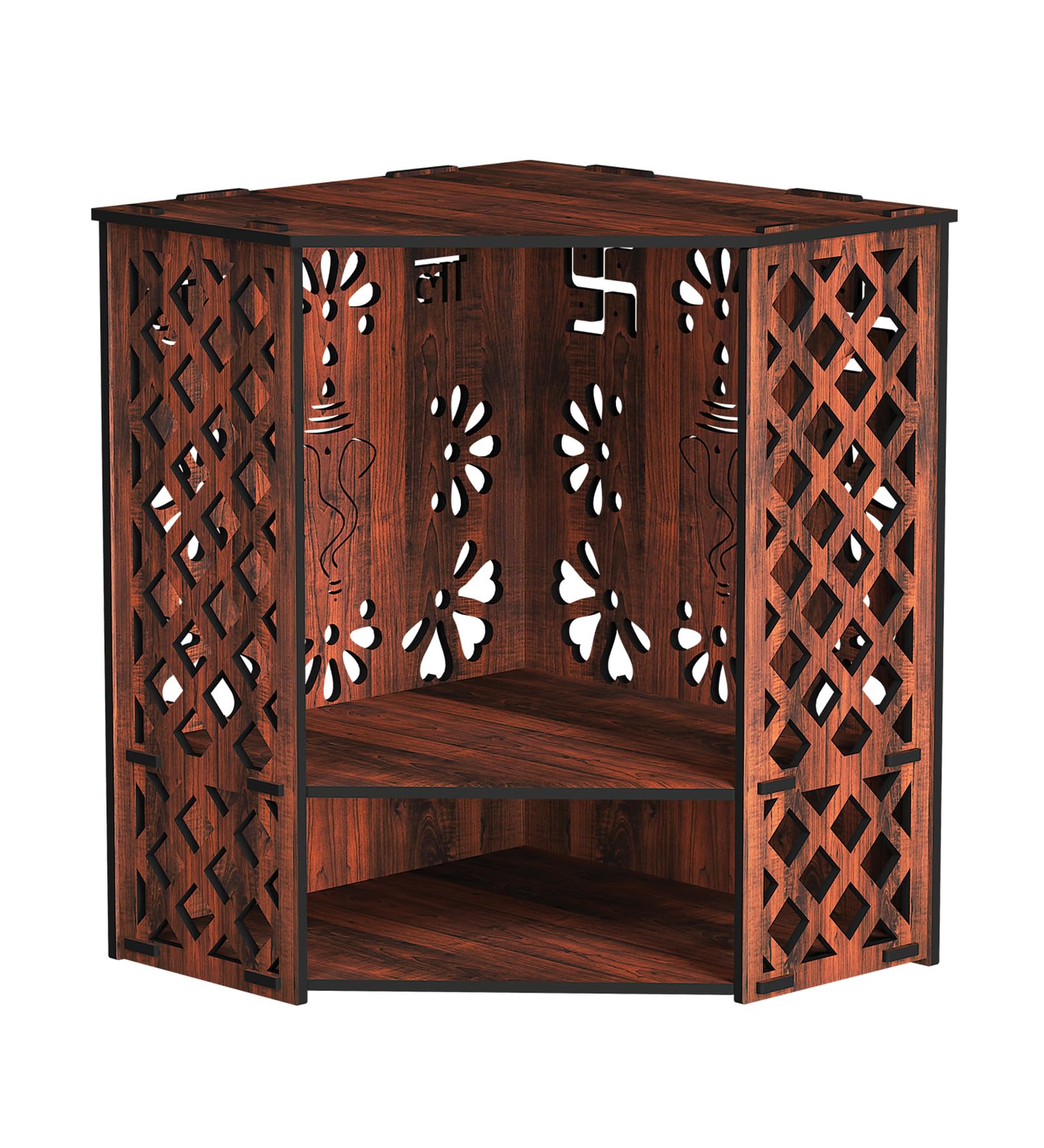 RANDOM Wall Mounted Mandir/Temple, Wooden Pooja Stand for Home, Wall Hanging Temple for Home, Office (12.5 x 12.5 x 16)