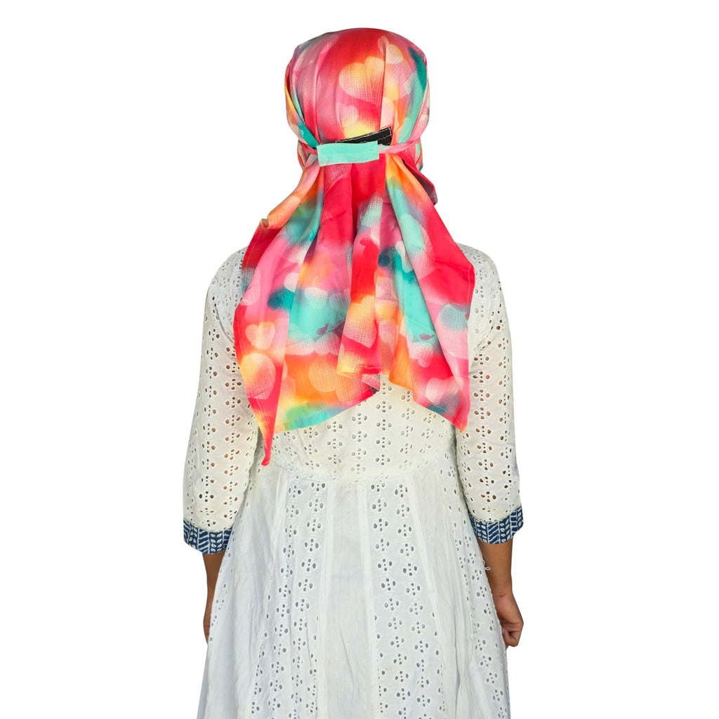 Switchon Rayon Mill dye Innovative scarf for Women with closer 4 inch Hook and Loop Tape size adjustable (Red_Multi)