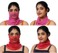 KETKAR Women's Spring Summer Face Scarf Bandana Net Mask Soft Cashmere Neck Scarves_Free Size(Pack Of 02,Pink And Red)