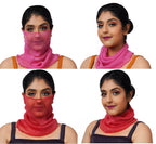 KETKAR Women's Spring Summer Face Scarf Bandana Net Mask Soft Cashmere Neck Scarves_Free Size(Pack Of 02,Pink And Red)