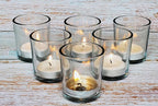 Pure Source India Set of 6 Glass Votive Tealight Candle Holders - Living Room Side Table Home Decoration (Glass, Pack of 6, Clear)