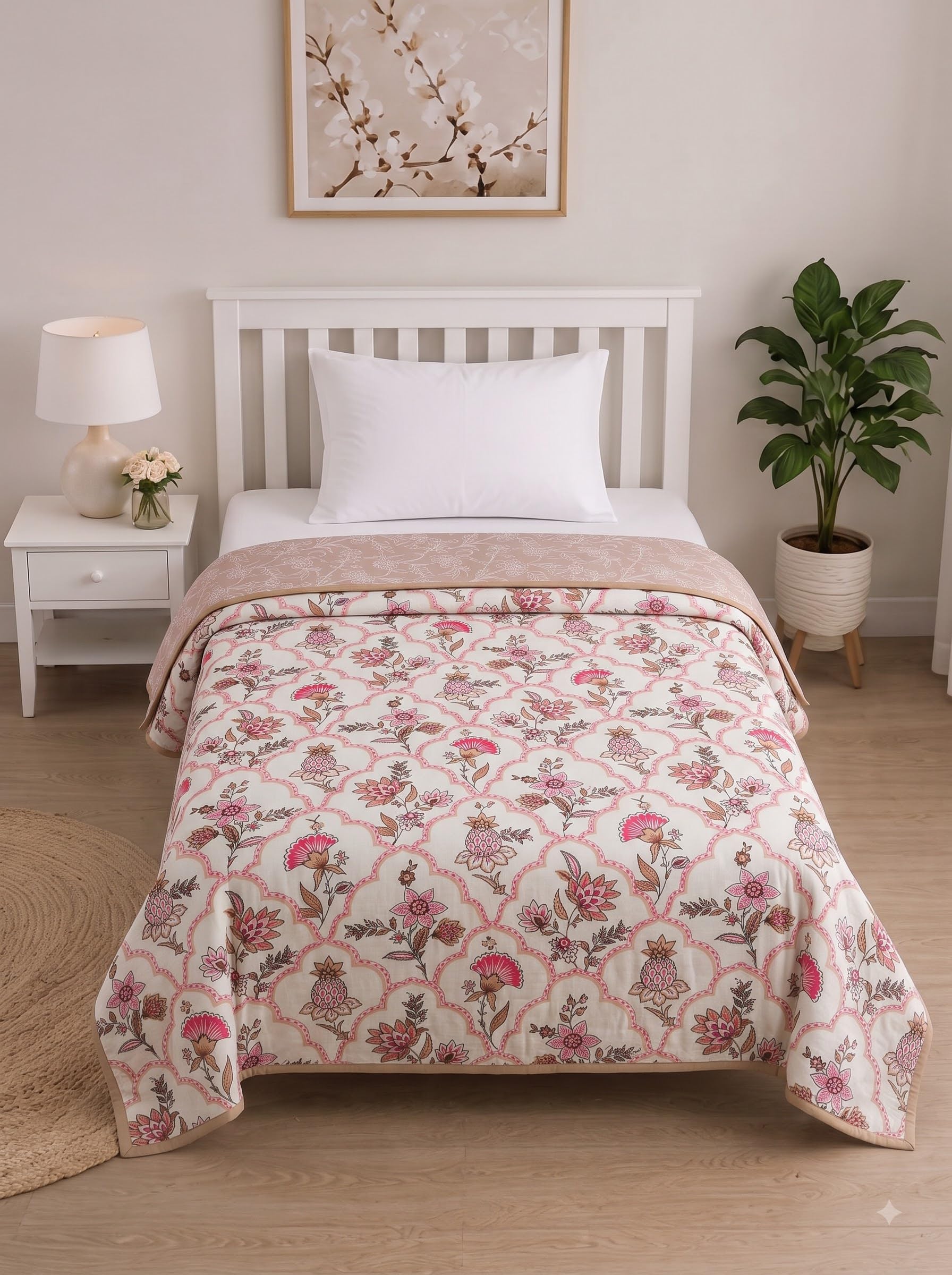 Mafatlal Sparsh Single Dohar Cotton, 150 GSM Pure Cotton Malmal, Reversible AC Blanket Single, Soft Lightweight & Breathable Cotton Blanket, 60 x 90 Inch, Kafalo