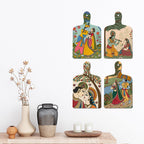 Artvibes Ethnic Indian Shri Radha Krishna Folk Art Wooden Wall Hanger for Home | Spiritual Decor Items | Wall Poster | Artwork| Stylish Modern Decor Item | Gift Items (WH_5647N), Set of 4