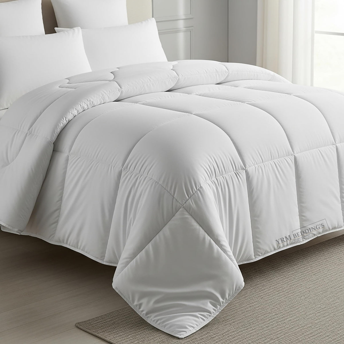 MeckHome Culture MHC- 800 Series Quilted Comforter 300-GSM Microfiber Soft/Fluffy Hypoallergenic Comforter/Quilt/Dohar/Rajai for (92 x 106 Inches) King Size Comforter -White Kafalo