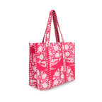 Beautiful Cotton Quilted Tote Bag For Multipurpose tote bag, Shoulder Bag,Shopping bag, Pink Flower Reversible bag.18x15x5.5 Inch