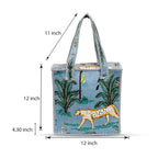 Cotton Quilted Tote Bag for Women | Lightweight Reusable Shoulder Handbag | Durable Eco-Friendly Shopping Bag | Large Capacity Travel, Office & Daily Use Carry Bag | Stylish Utility Tote (Jungle)