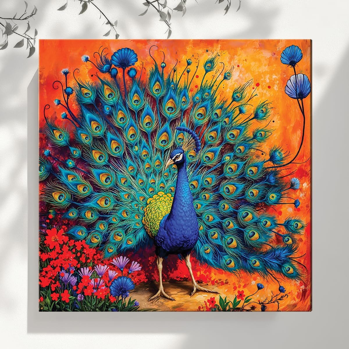 Canvas Dancing Peacock Painting For Wall Vastu ArtX