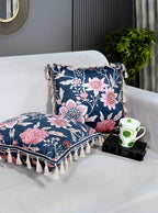 ishro home Premium Cushion Cover 16 inch x 16 inch | Set of 5 – Soft European Standard Fabric, Frill Design, Machine Washable | (5, Night Sapphire, 16x16 Inch)
