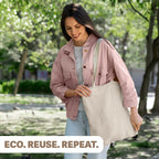 Metsi Reusable Canvas Cotton Tote Bag, 15x16, 11 Drop Handle, 100% Natural Cotton Tote Bag, Eco-Friendly, Durable, Washable Cloth Tote for Shopping, Book, Travel & Everyday Use, Pack of 10