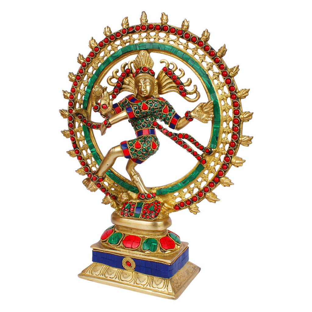 ARTVARKO Brass Natraj Idol Murti Natraja Bhagwan Large Shiva Dancing Statue Home Decor Mandir Temple Vastu Showpiece for Gift Height 13.5 Inches