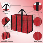 DOUBLE R BAGS Big Eco Cotton Canvas Shopping Bag | Red Jhola Bag for Milk, Grocery, Fruits & Vegetables | Reinforced Handles | 43×21×35.5 cm | 1 Compartment Kitchen Essential (Pack of 3)