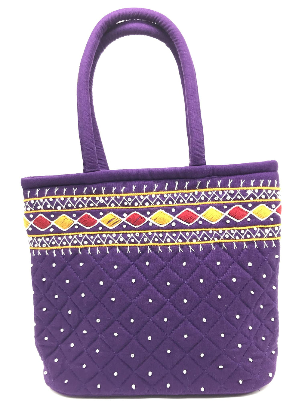 srishopify handicrafts MINI Size Women Hand Bags Small Size Banjara Handmade MINI Handle Bag For Girls Hand Purse 9X7X3 Inch (Beads And Thread Work MINI Pouch), Purple