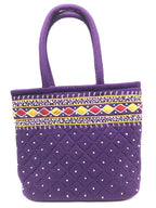 srishopify handicrafts MINI Size Women Hand Bags Small Size Banjara Handmade MINI Handle Bag For Girls Hand Purse 9X7X3 Inch (Beads And Thread Work MINI Pouch), Purple