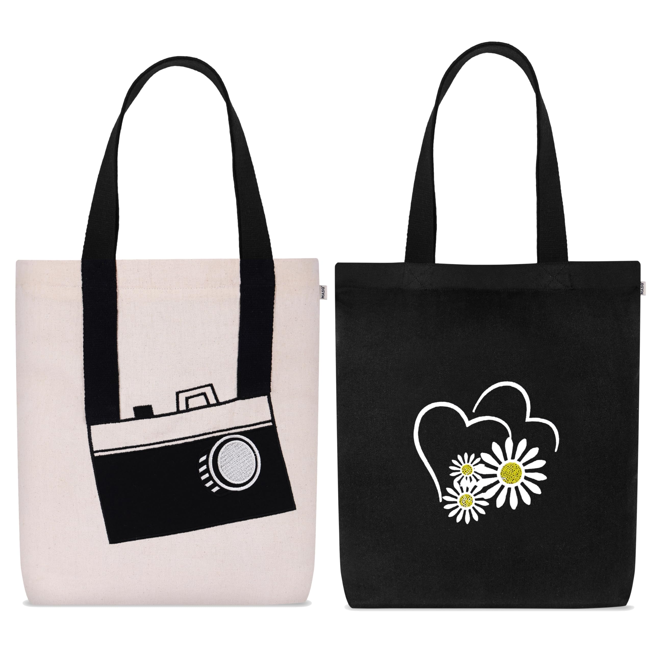 MASQ by Q-One Cute Genes Foldable Reusable Tote Bag for Women with Zip | College Bag for Girls | 100% Organic Canvas Tote for Shopping, Travel & Beach | Multi-Purpose Sturdy Bag with 15kg Capacity