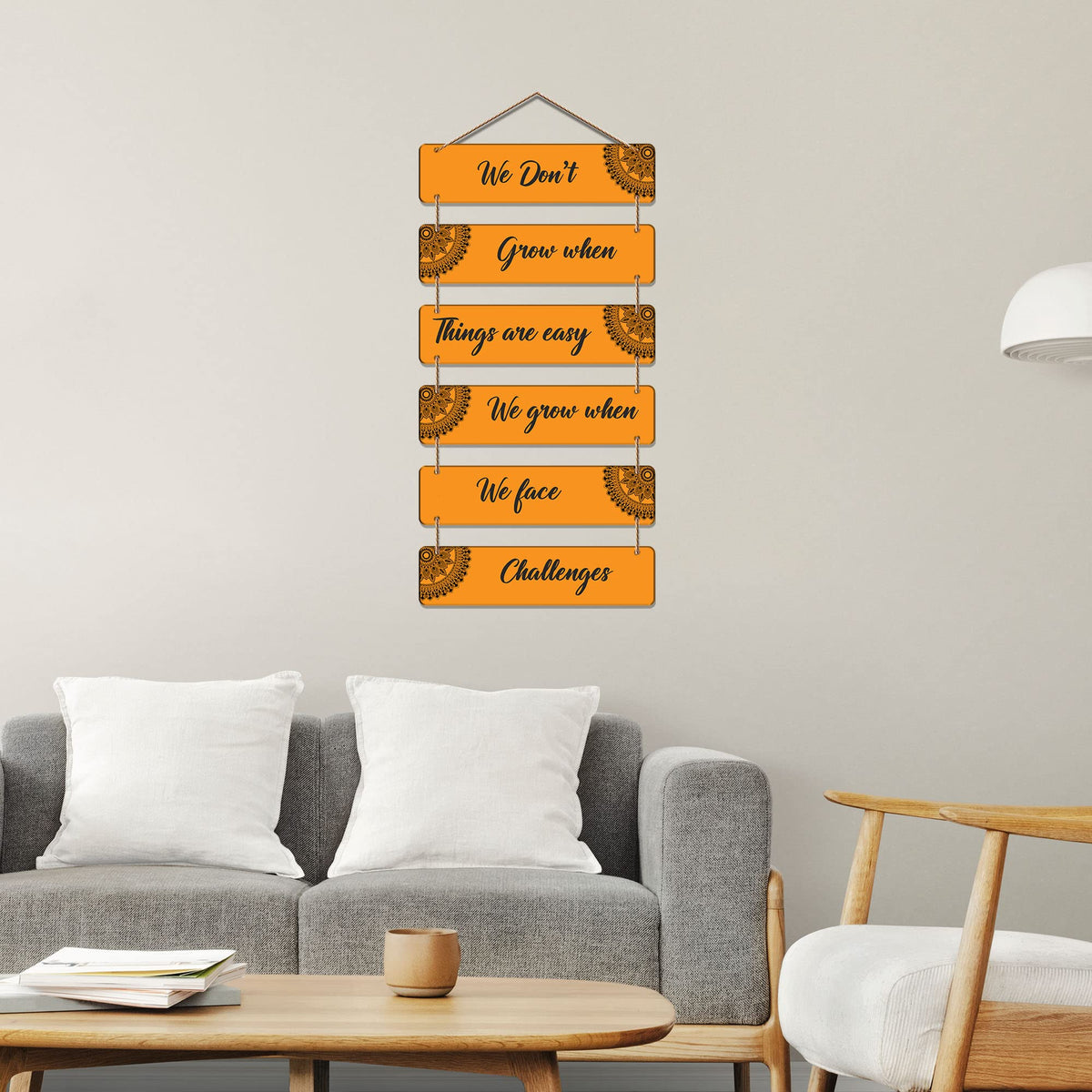 Artvibes We Don't Grow When Things Are Easy Printed Wooden Wall Hanging | Quotes Decor Item | Motivational Wall Decor | Wall Accent | Graphic Art | Gift Items | Office Wall Decoration Items (WH_3247N)